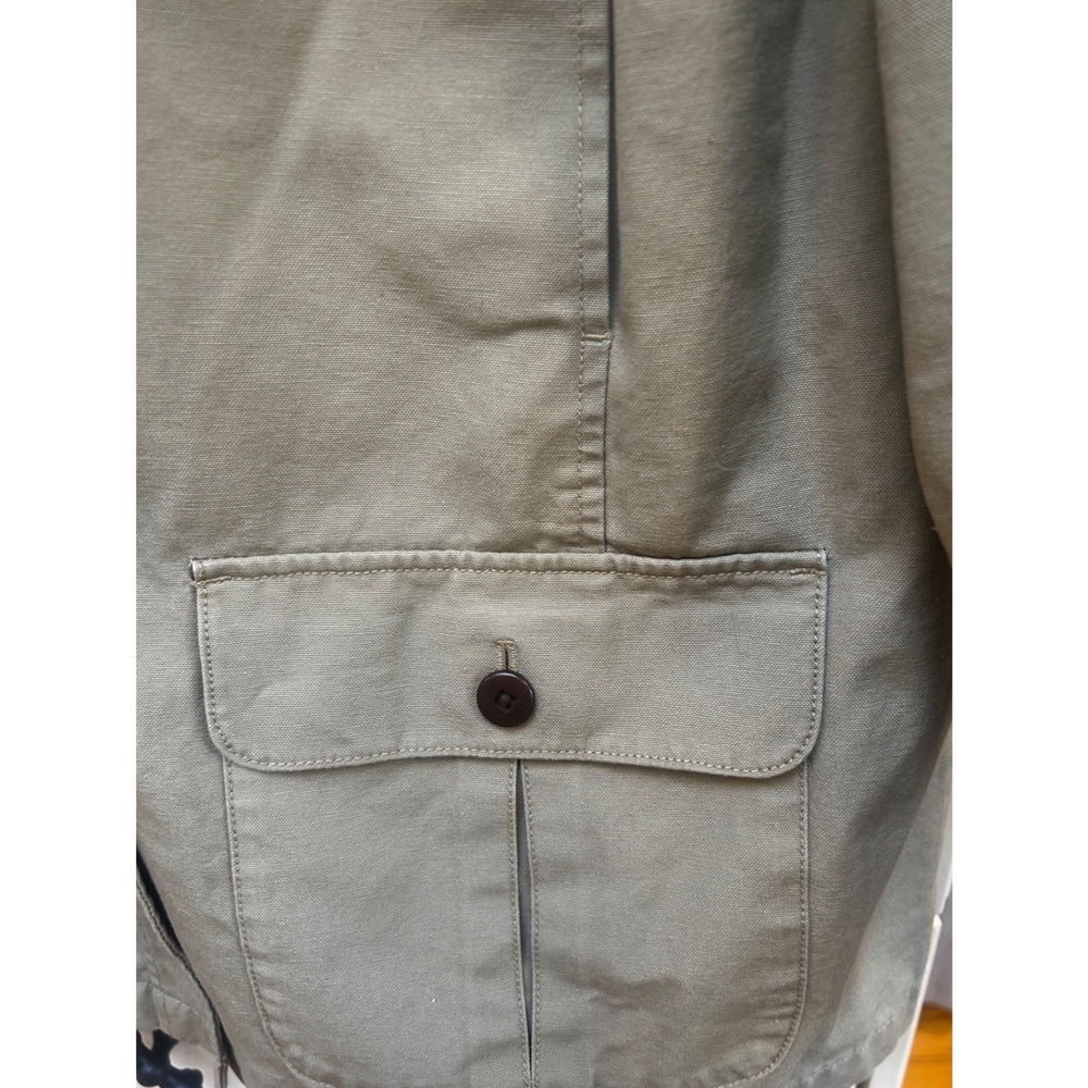 LL Bean Mens Field Jacket Tan Cotton Corduroy Collar Lined Work Outdoor - Picture 3 of 5